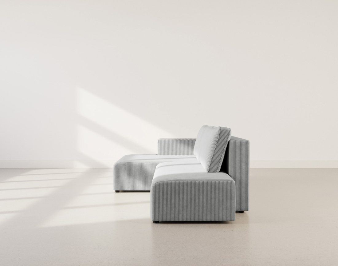 Canapé d'angle gauche 4 places convertible avec coffre sans accoudoir en velours côtelé Topaze