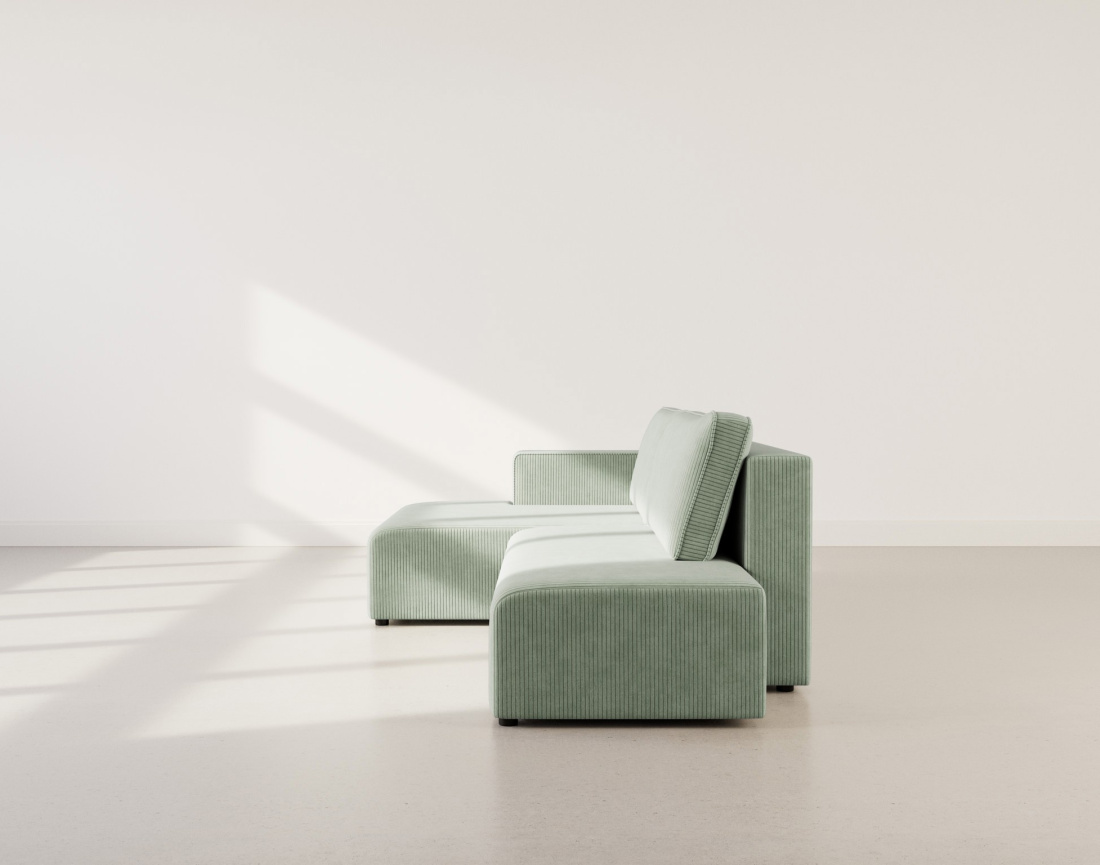 Canapé d'angle gauche 4 places convertible avec coffre sans accoudoir en velours côtelé Topaze