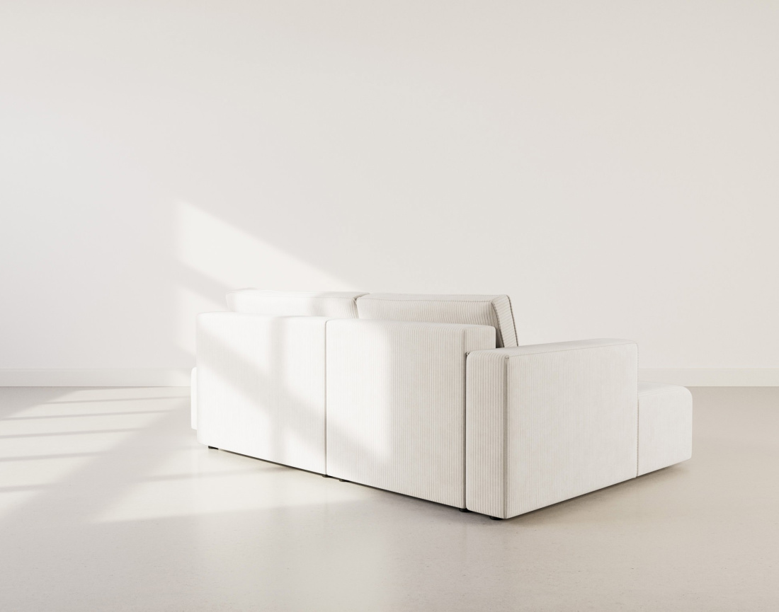 Canapé d'angle gauche 4 places convertible avec coffre sans accoudoir en velours côtelé Topaze