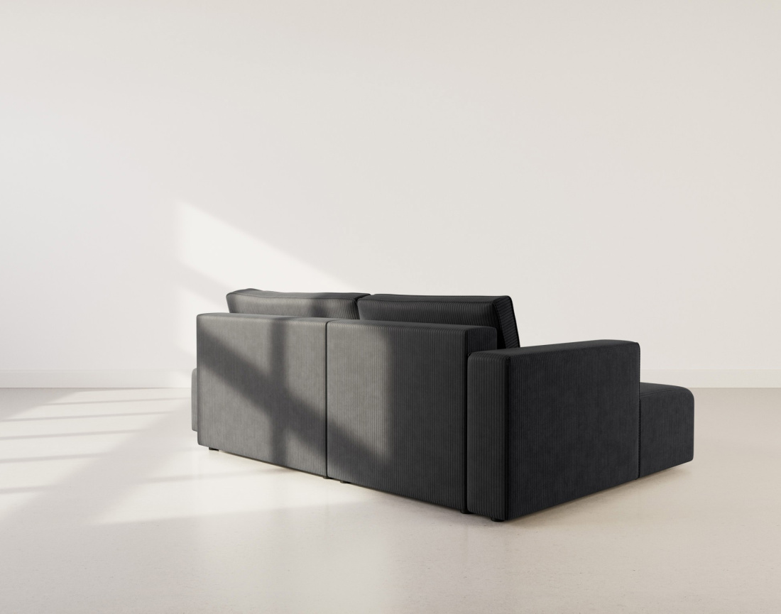 Canapé d'angle gauche 4 places convertible avec coffre sans accoudoir en velours côtelé Topaze