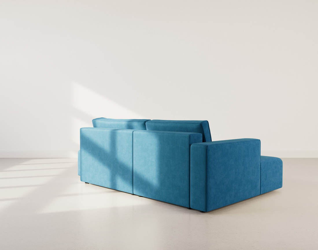 Canapé d'angle gauche 4 places convertible avec coffre sans accoudoir en velours côtelé Topaze