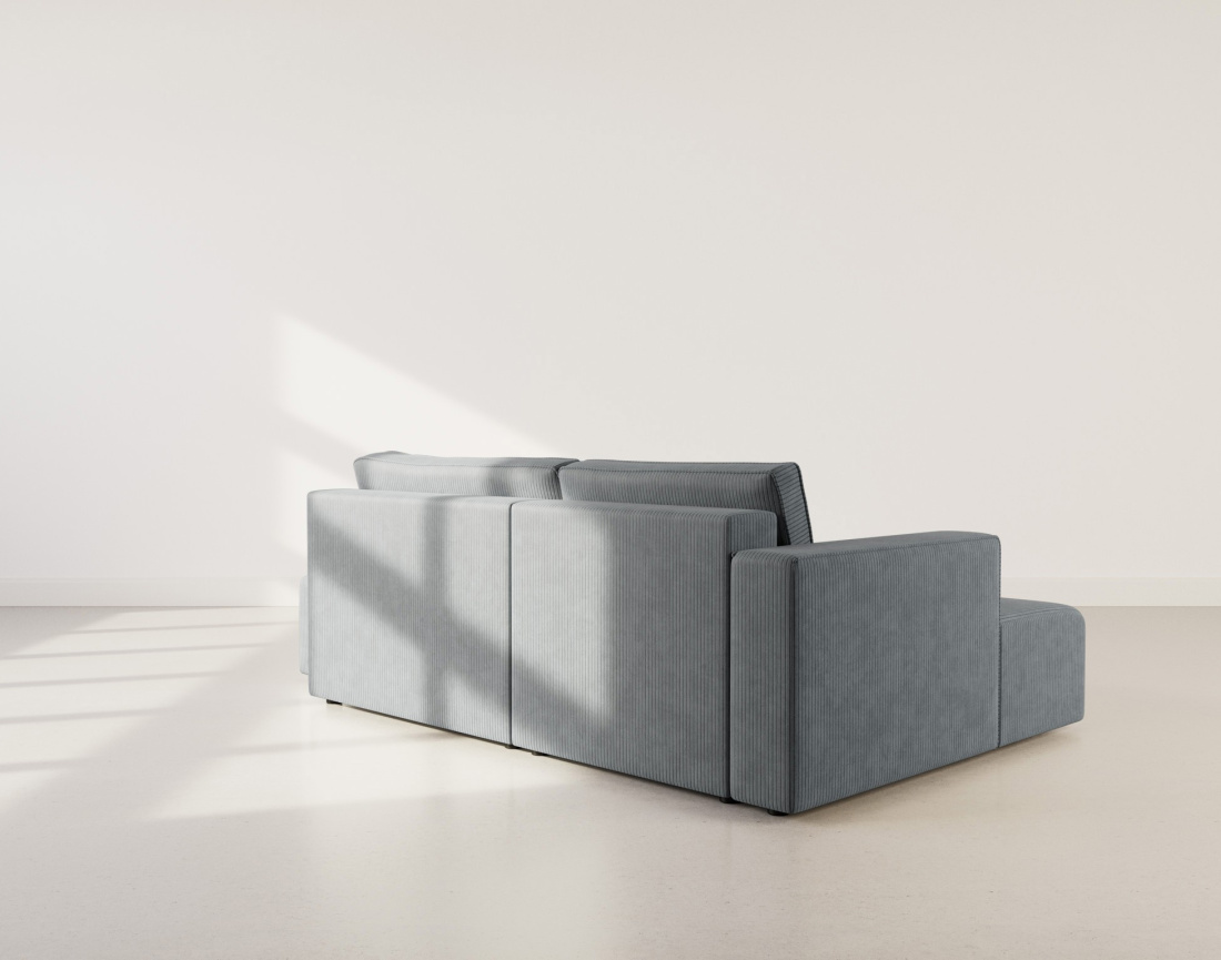 Canapé d'angle gauche 4 places convertible avec coffre sans accoudoir en velours côtelé Topaze