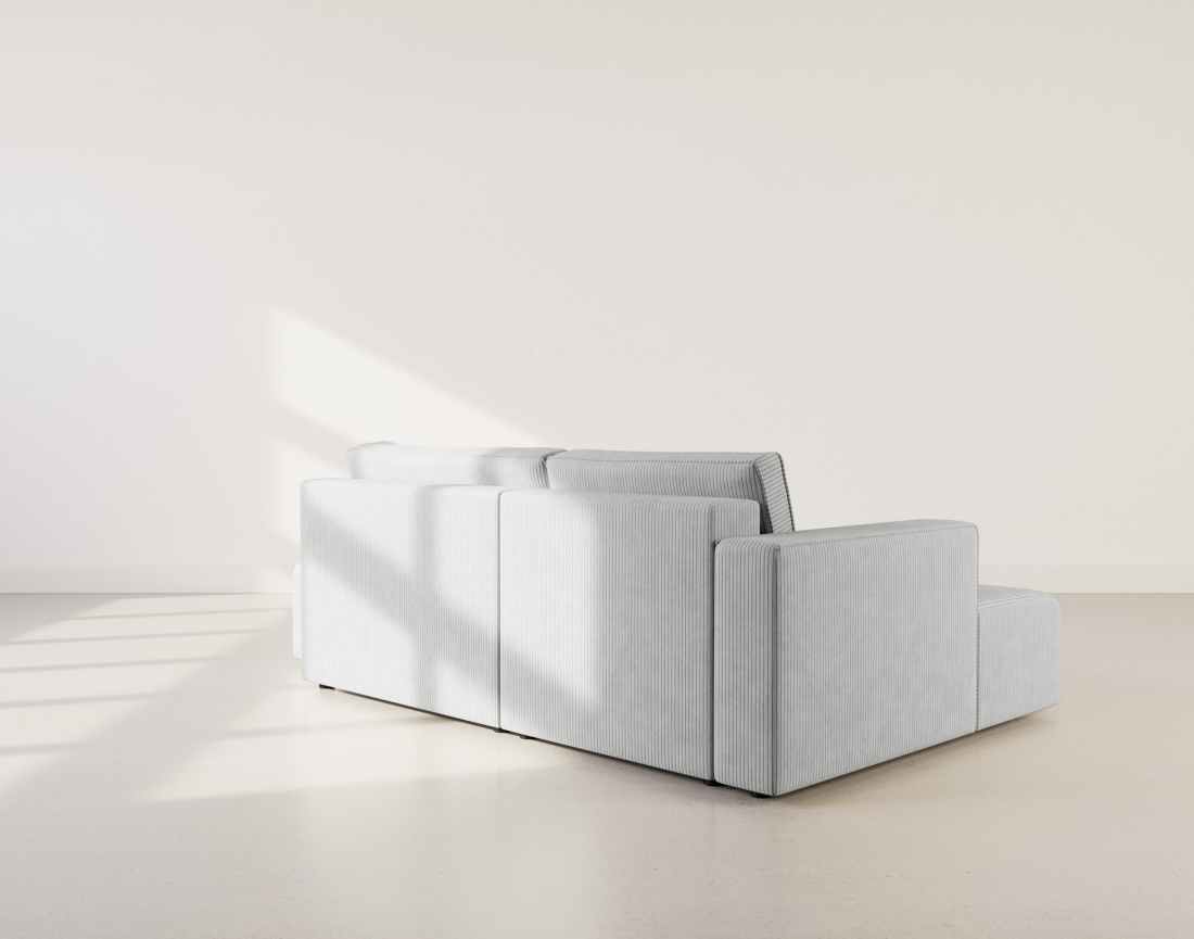 Canapé d'angle gauche 4 places convertible avec coffre sans accoudoir en velours côtelé Topaze