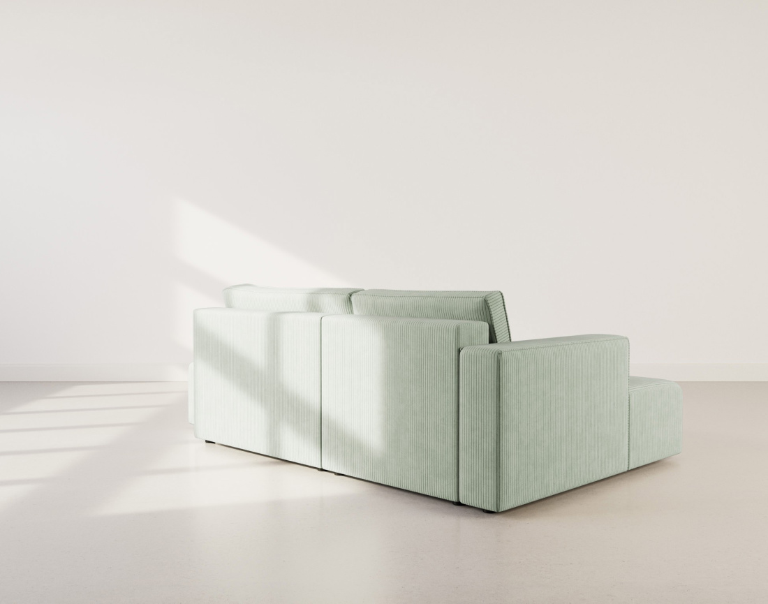 Canapé d'angle gauche 4 places convertible avec coffre sans accoudoir en velours côtelé Topaze