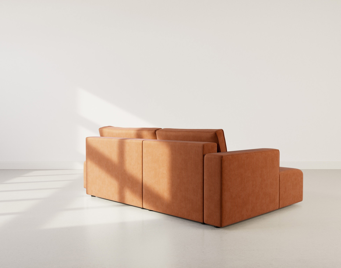 Canapé d'angle gauche 4 places convertible avec coffre sans accoudoir en velours côtelé Topaze