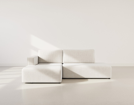 Canapé d'angle gauche 4 places convertible avec coffre sans accoudoir en velours côtelé Topaze