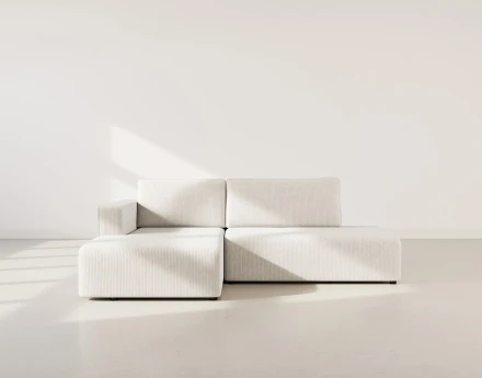 Canapé d'angle gauche 4 places convertible avec coffre sans accoudoir en velours côtelé Topaze