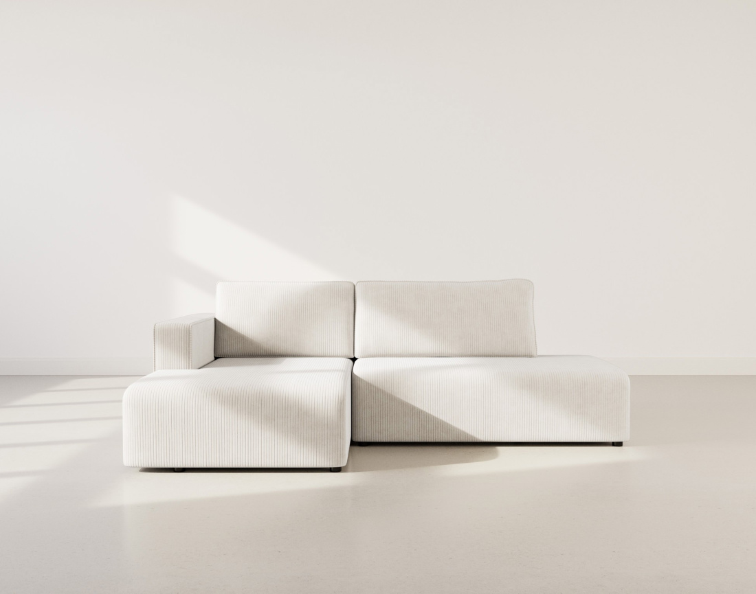 Canapé d'angle gauche 4 places convertible avec coffre sans accoudoir en velours côtelé Topaze