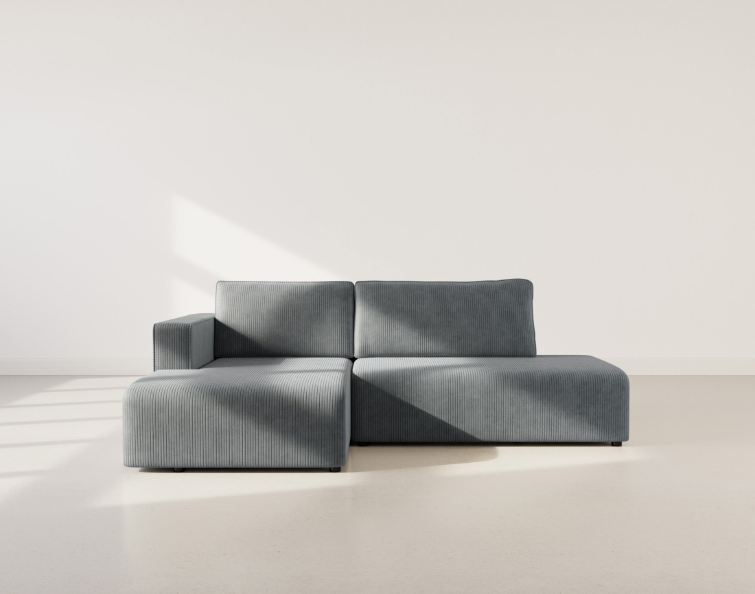 Canapé d'angle gauche 4 places convertible avec coffre sans accoudoir en velours côtelé Topaze