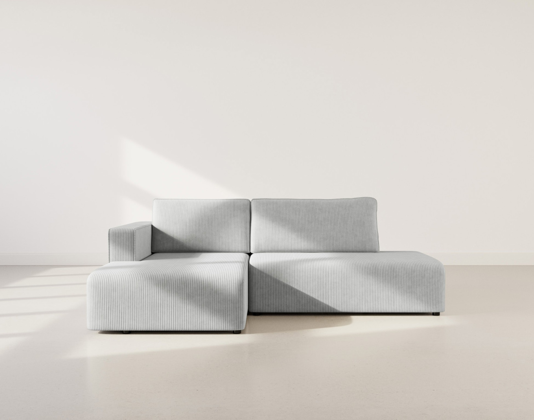 Canapé d'angle gauche 4 places convertible avec coffre sans accoudoir en velours côtelé Topaze