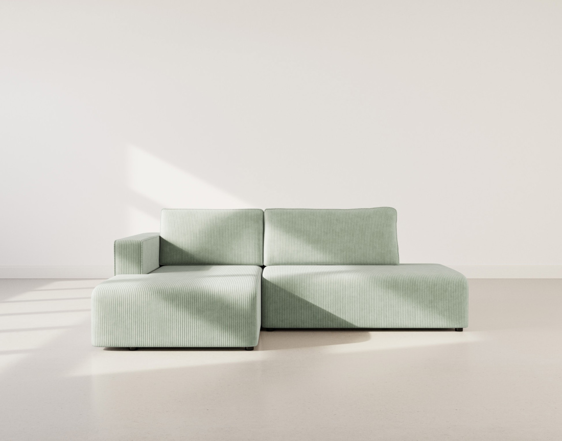 Canapé d'angle gauche 4 places convertible avec coffre sans accoudoir en velours côtelé Topaze