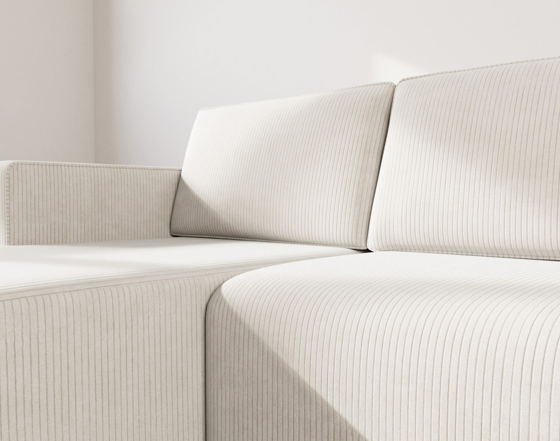 Canapé d'angle gauche 4 places convertible avec coffre sans accoudoir en velours côtelé Topaze