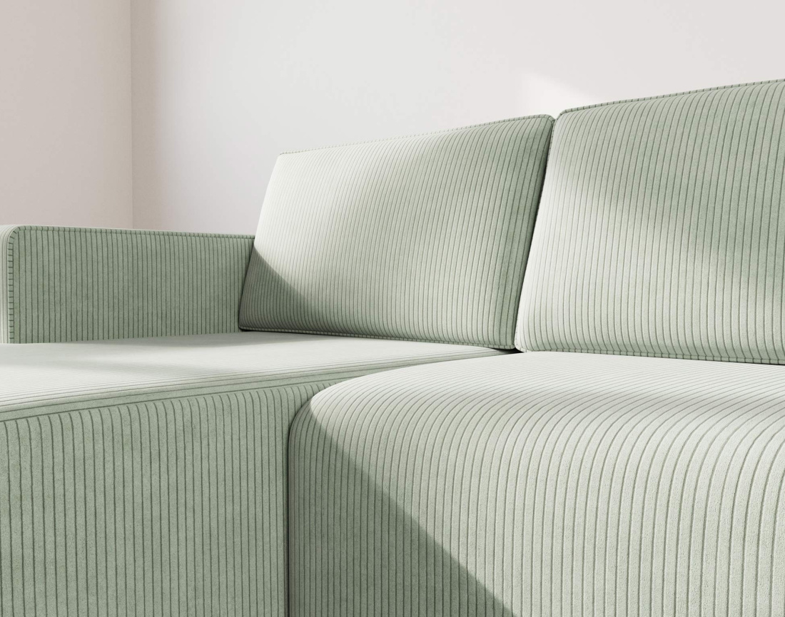 Canapé d'angle gauche 4 places convertible avec coffre sans accoudoir en velours côtelé Topaze