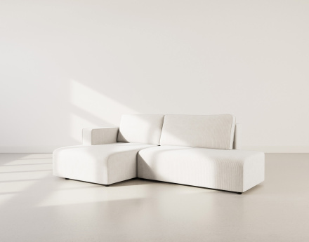 Canapé d'angle gauche 4 places convertible avec coffre sans accoudoir en velours côtelé Topaze