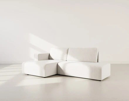 Canapé d'angle gauche 4 places convertible avec coffre sans accoudoir en velours côtelé Topaze