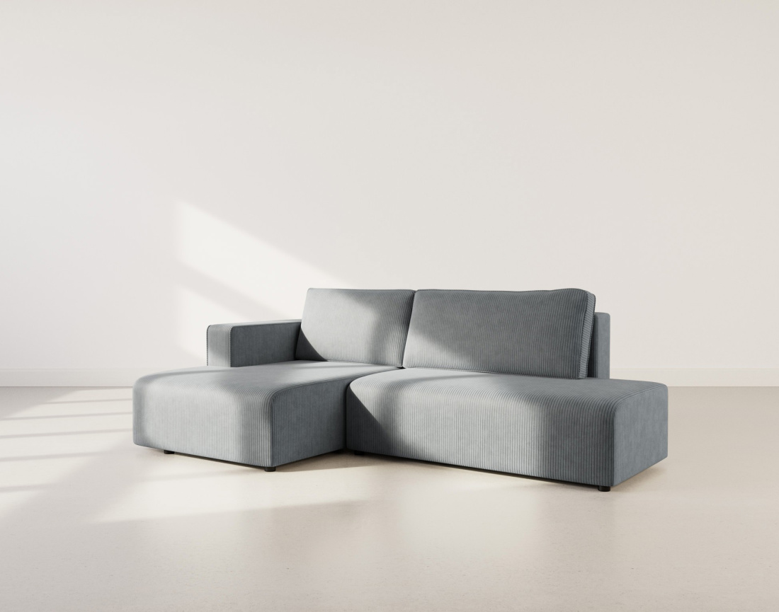 Canapé d'angle gauche 4 places convertible avec coffre sans accoudoir en velours côtelé Topaze
