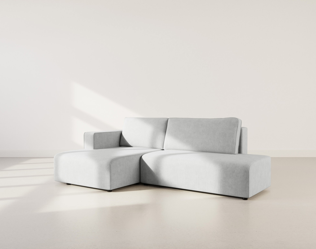 Canapé d'angle gauche 4 places convertible avec coffre sans accoudoir en velours côtelé Topaze