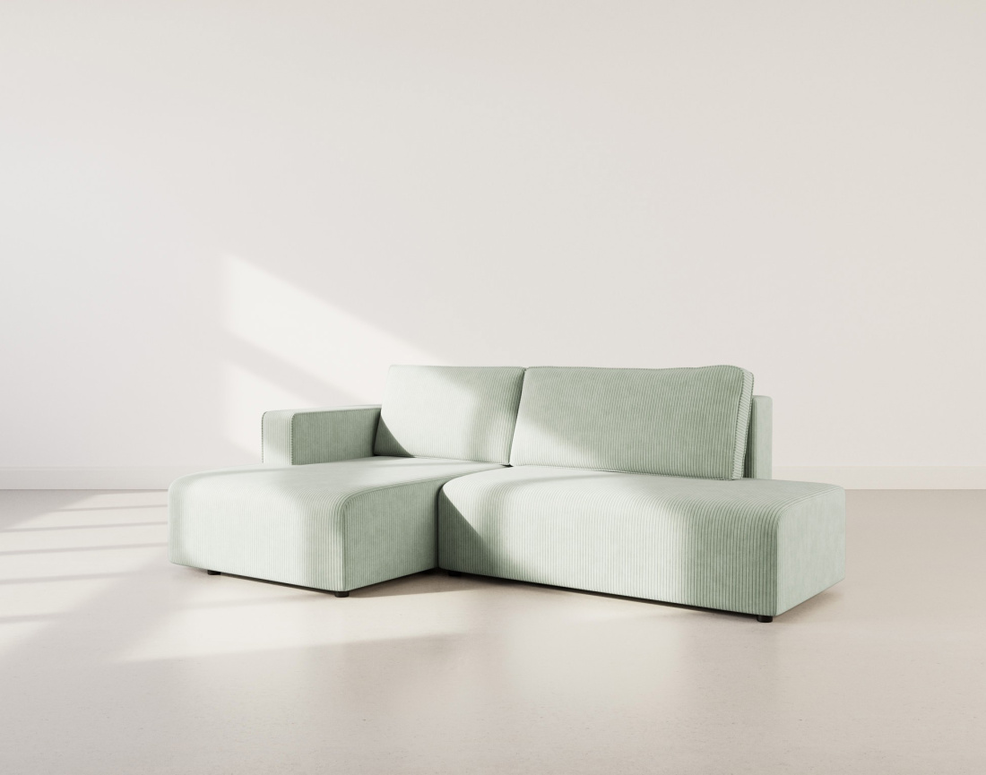 Canapé d'angle gauche 4 places convertible avec coffre sans accoudoir en velours côtelé Topaze