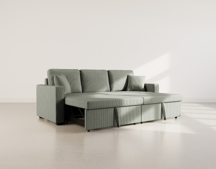 Canapé droit 3 places convertible en velours côtelé Cyrus