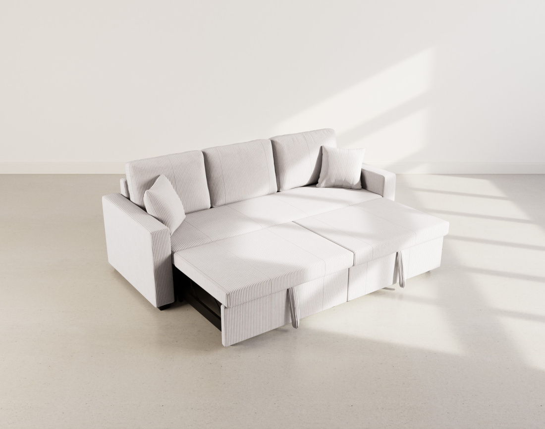 Canapé droit 3 places convertible en velours côtelé Cyrus