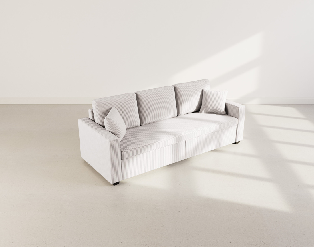 Canapé droit 3 places convertible en velours côtelé Cyrus