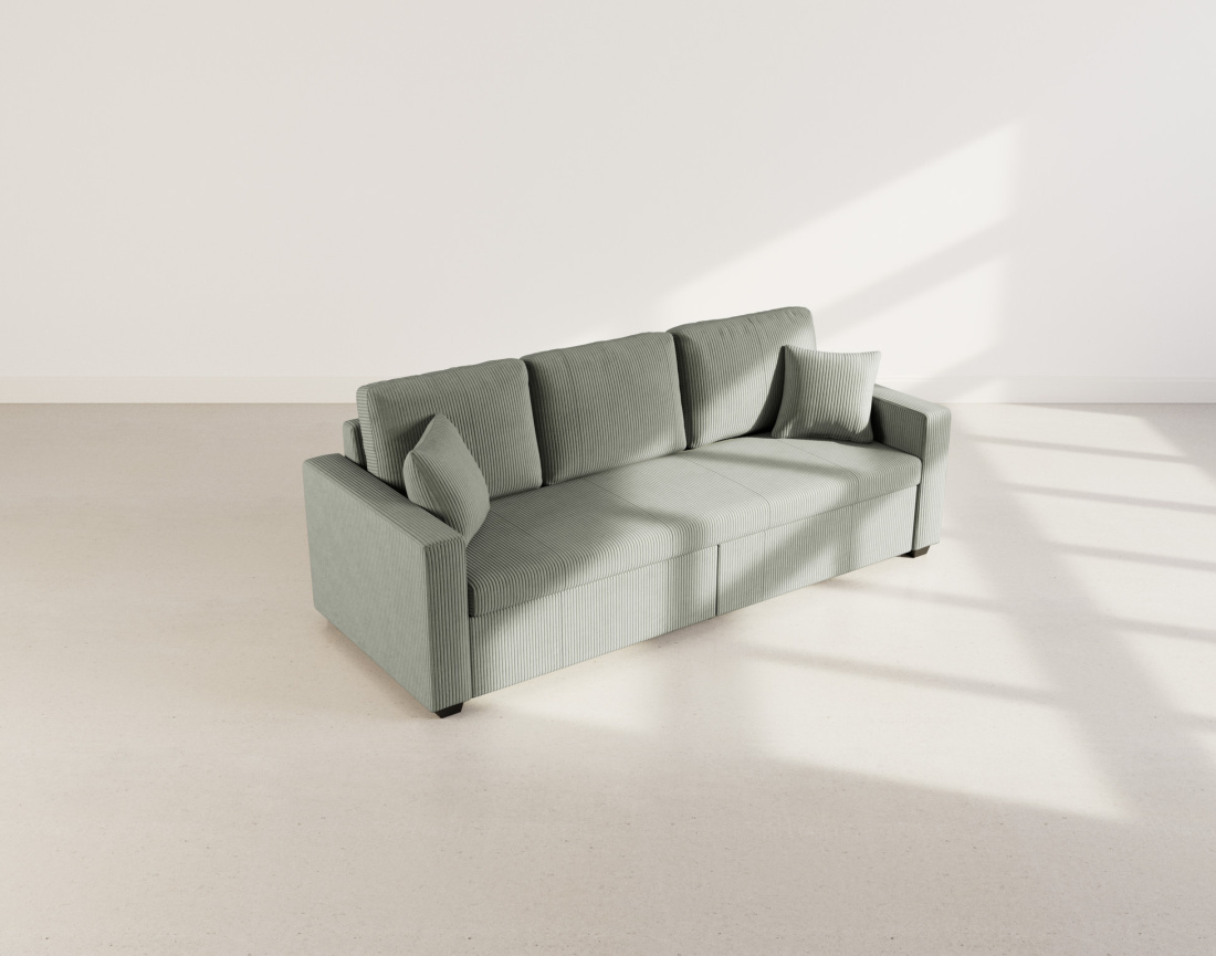 Canapé droit 3 places convertible en velours côtelé Cyrus