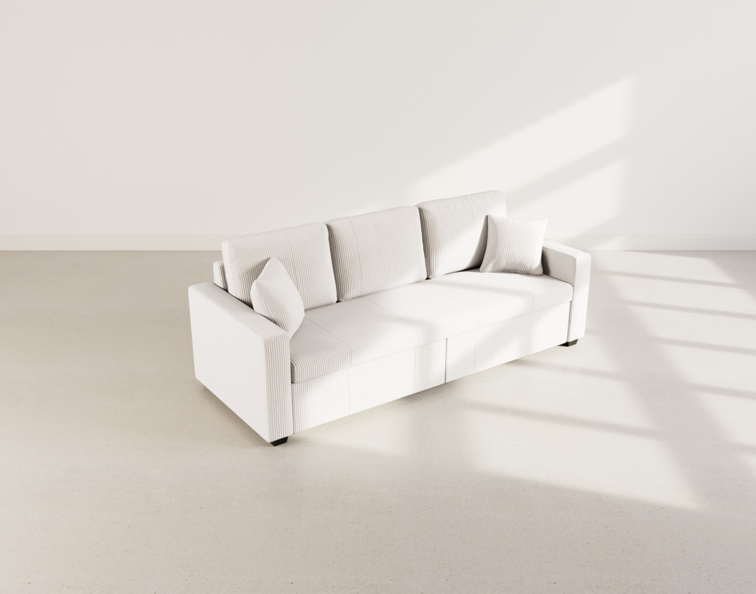 Canapé droit 3 places convertible en velours côtelé Cyrus