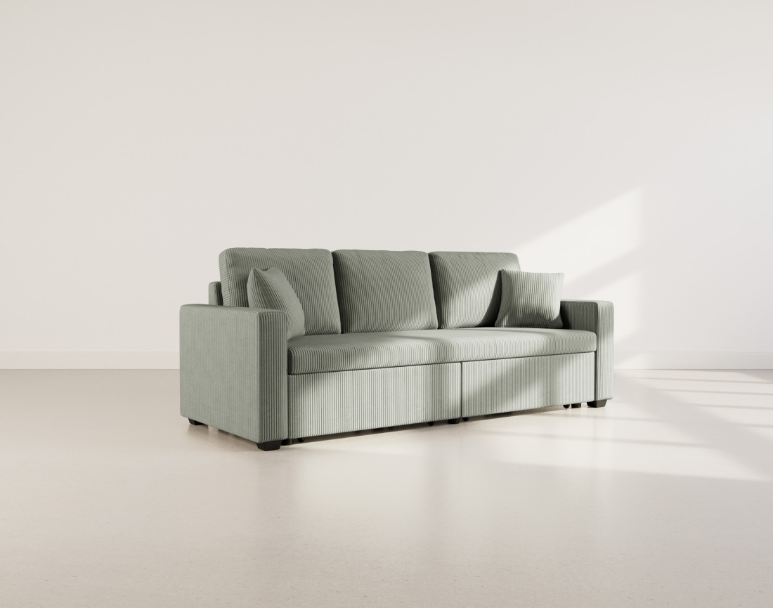 Canapé droit 3 places convertible en velours côtelé Cyrus