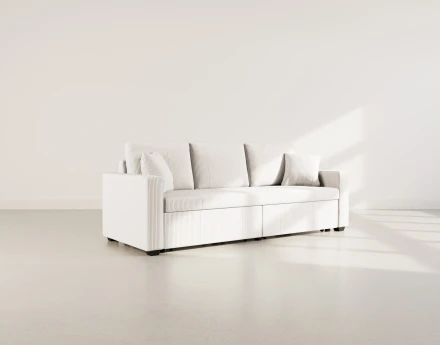 Canapé droit 3 places convertible en velours côtelé Cyrus