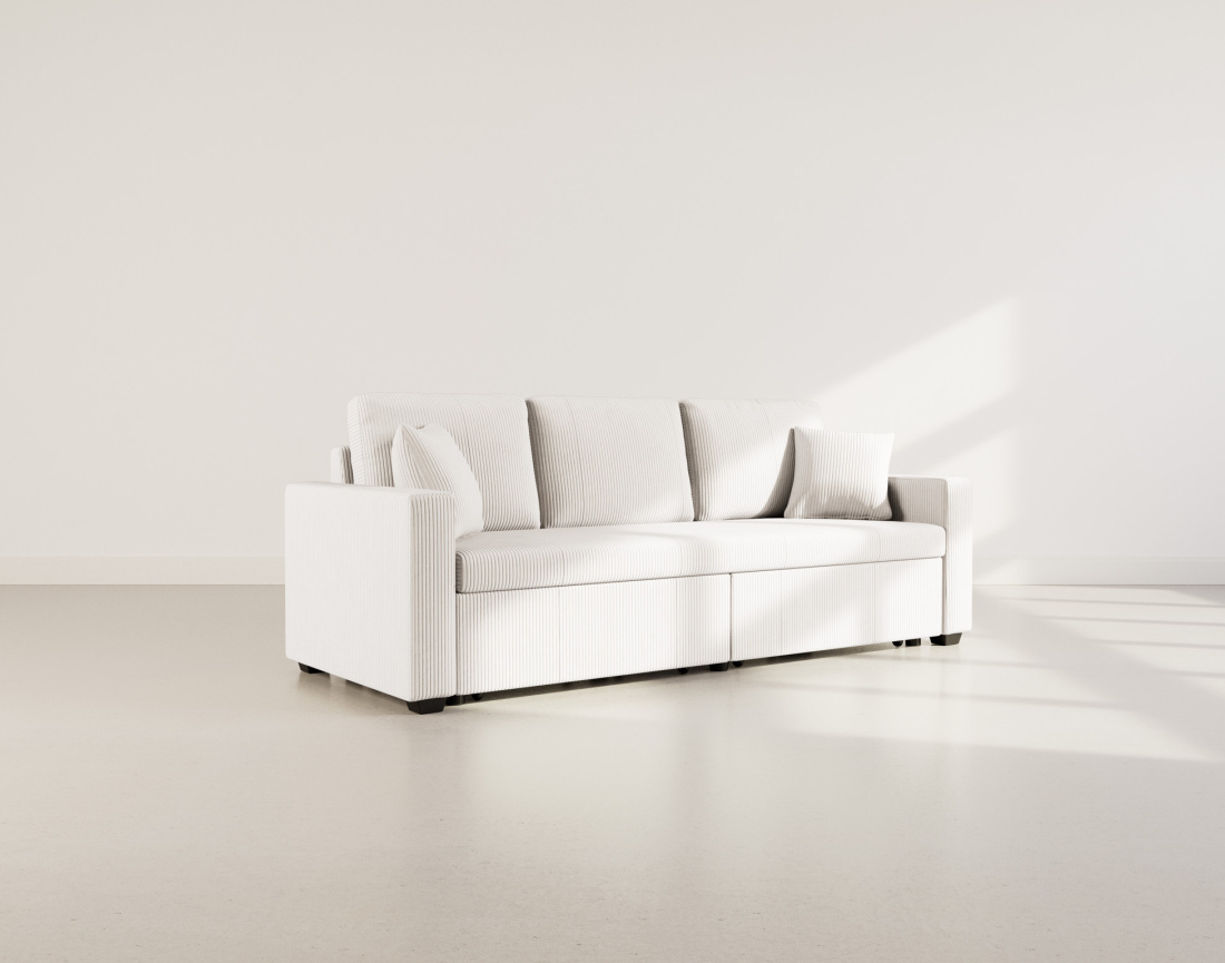 Canapé droit 3 places convertible en velours côtelé Cyrus