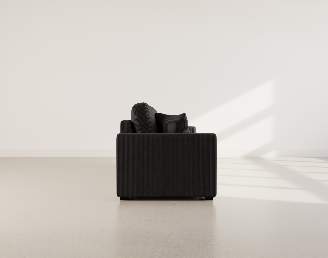 Canapé droit 3 places convertible en velours côtelé Cyrus