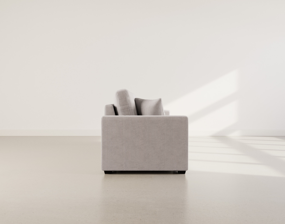 Canapé droit 3 places convertible en velours côtelé Cyrus