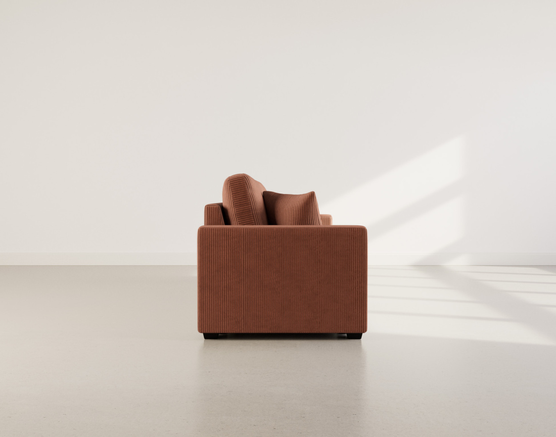 Canapé droit 3 places convertible en velours côtelé Cyrus