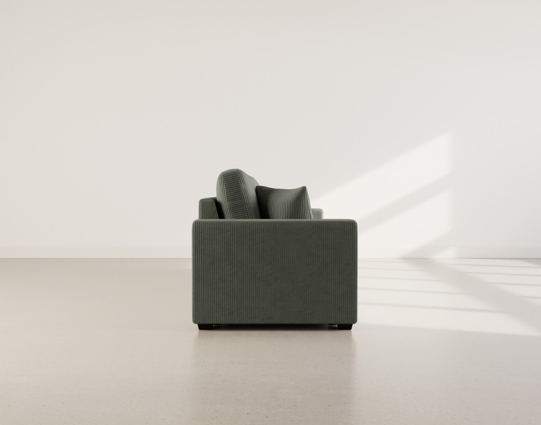 Canapé droit 3 places convertible en velours côtelé Cyrus