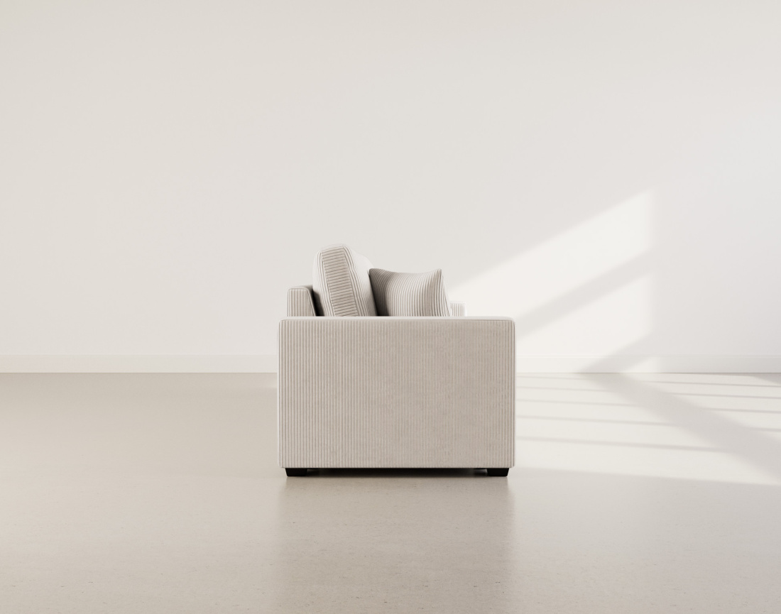 Canapé droit 3 places convertible en velours côtelé Cyrus