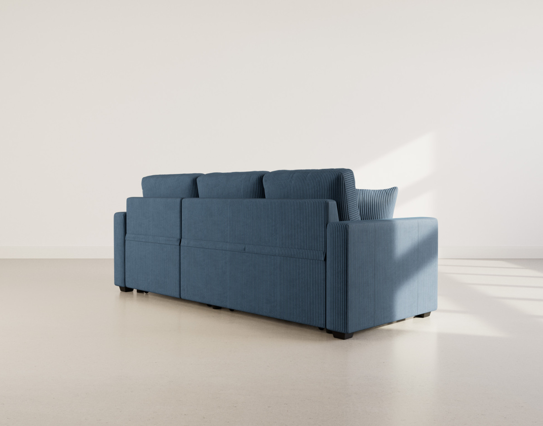 Canapé droit 3 places convertible en velours côtelé Cyrus