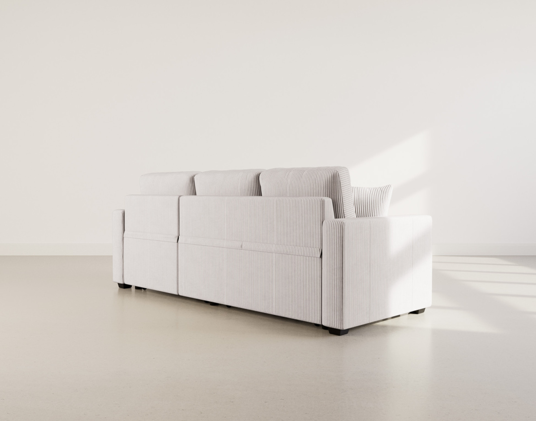 Canapé droit 3 places convertible en velours côtelé Cyrus