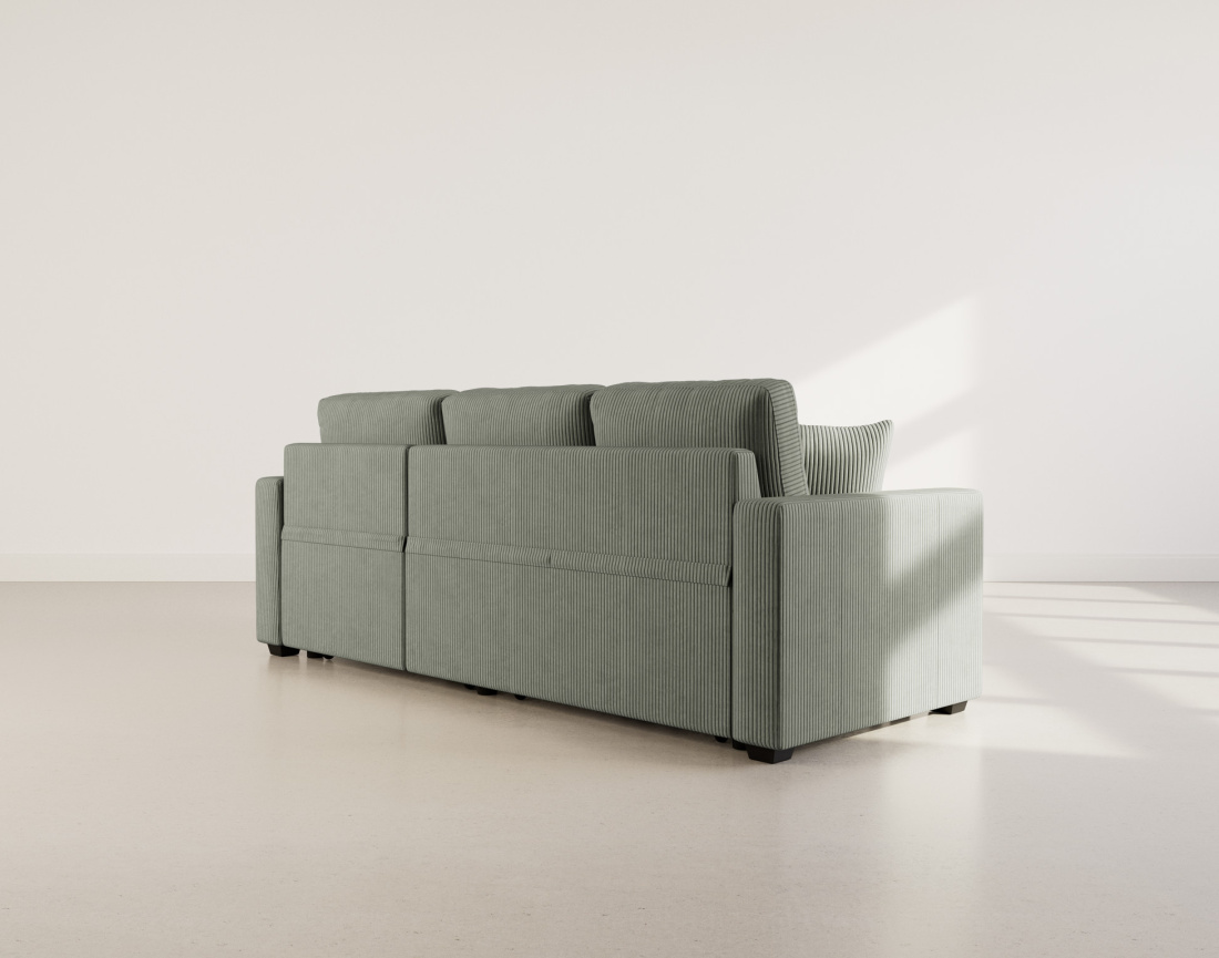 Canapé droit 3 places convertible en velours côtelé Cyrus