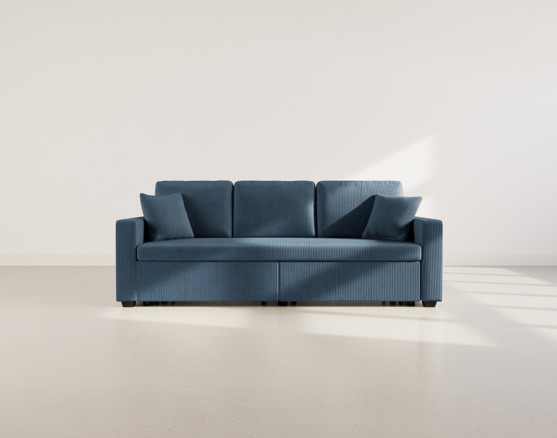 Canapé droit 3 places convertible en velours côtelé Cyrus