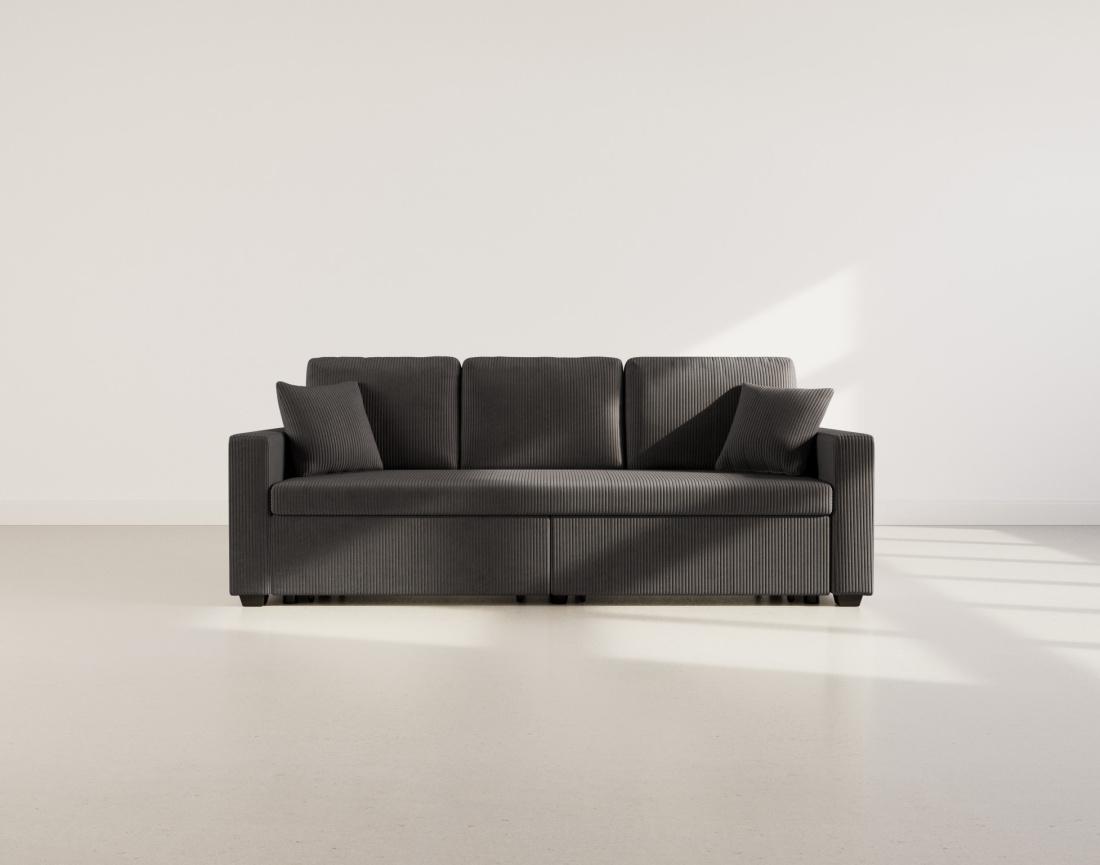 Canapé droit 3 places convertible en velours côtelé Cyrus