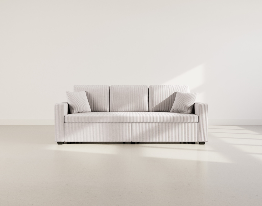 Canapé droit 3 places convertible en velours côtelé Cyrus