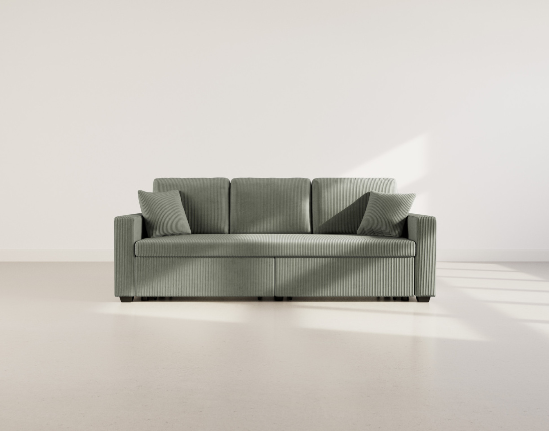 Canapé droit 3 places convertible en velours côtelé Cyrus