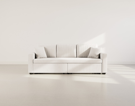 Canapé droit 3 places convertible en velours côtelé Cyrus