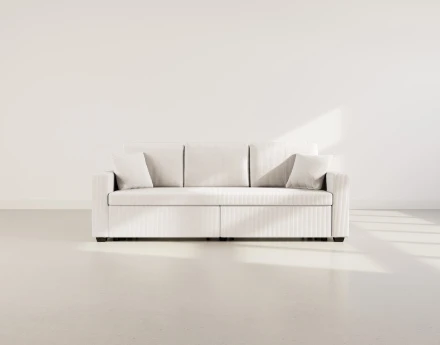 Canapé droit 3 places convertible en velours côtelé Cyrus