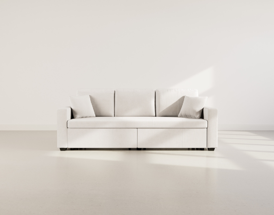 Canapé droit 3 places convertible en velours côtelé Cyrus