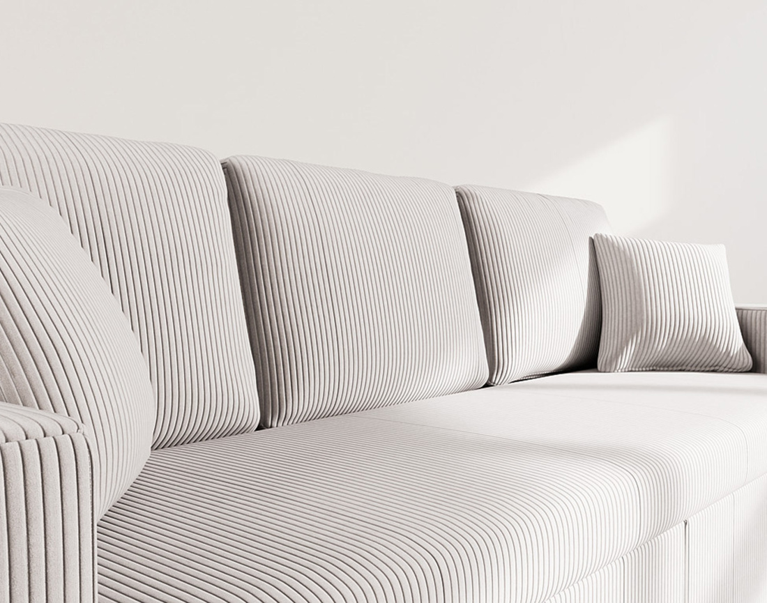 Canapé droit 3 places convertible en velours côtelé Cyrus