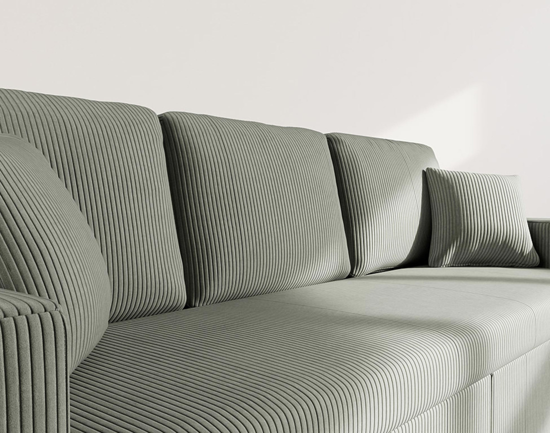 Canapé droit 3 places convertible en velours côtelé Cyrus