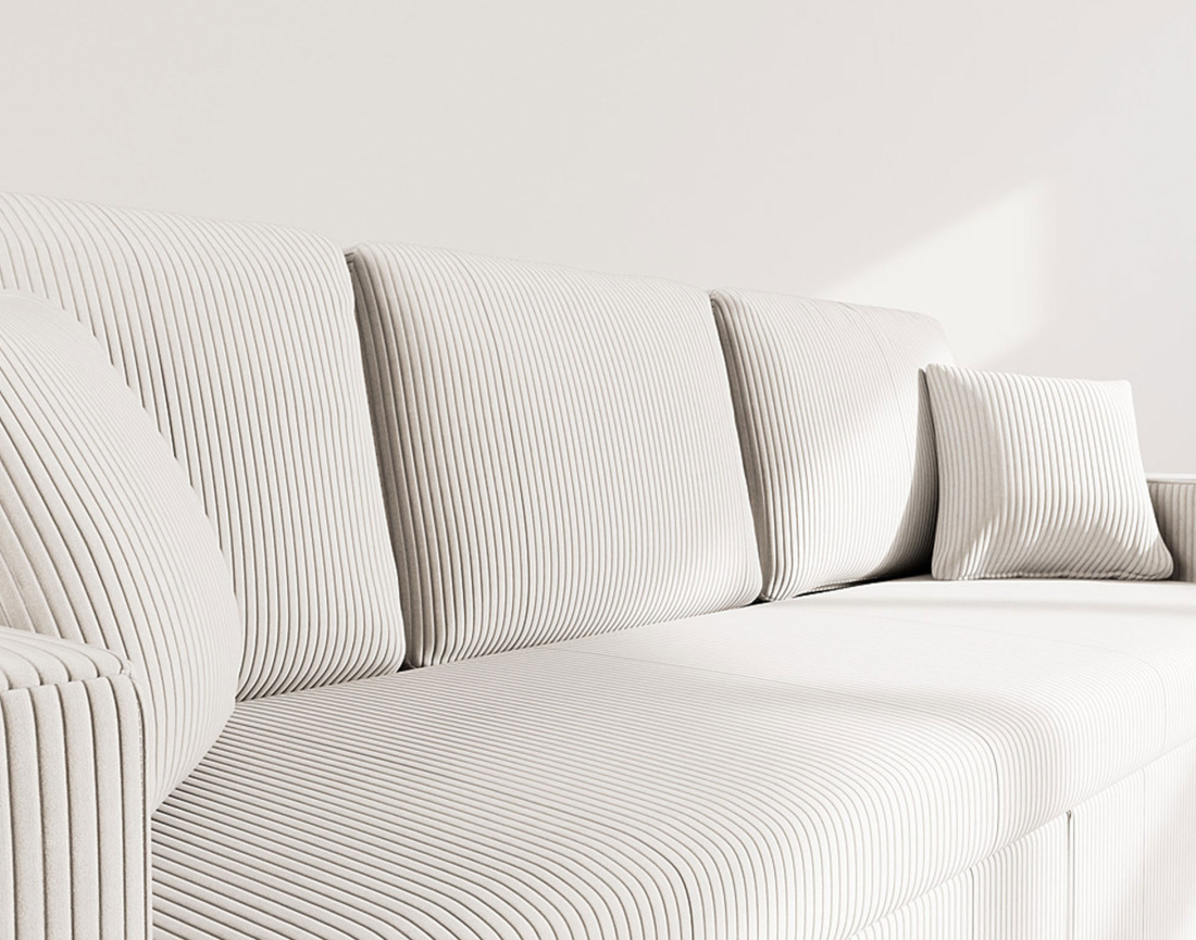 Canapé droit 3 places convertible en velours côtelé Cyrus