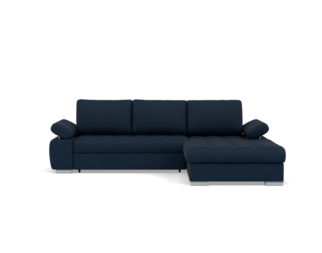 Canapé d'angle droit 4 places convertible avec coffre en tissu texturé Bianca