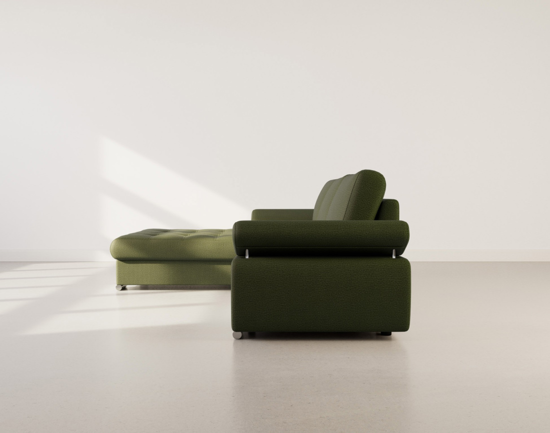 Canapé d'angle gauche 4 places convertible avec coffre en tissu texturé Bianca